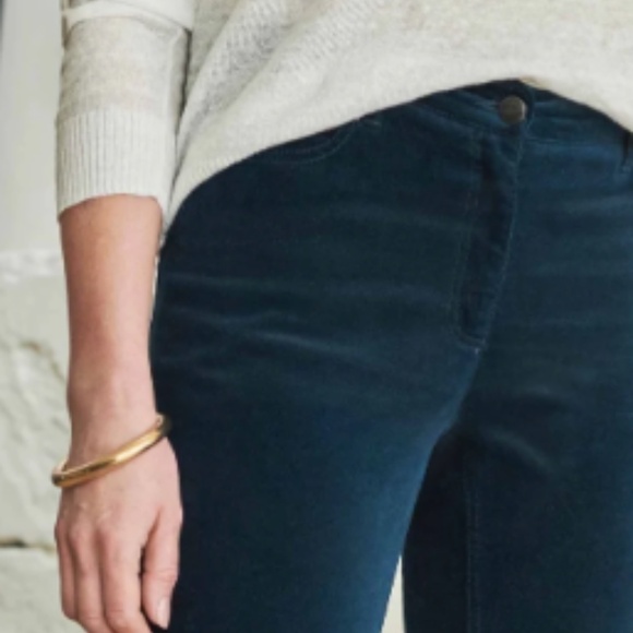 Pure Collection 10R Midnight Blue Cotton Mid-Rise Washed Velvet Jean Pants - Picture 3 of 10